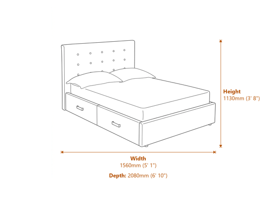 4'6 Lucca Double Plus Bed Grey Dimensions Diagram