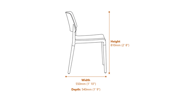 Riva Chair Black Dimensions Diagram