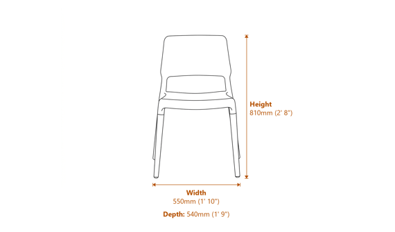 Riva Chair White Dimensions Diagram