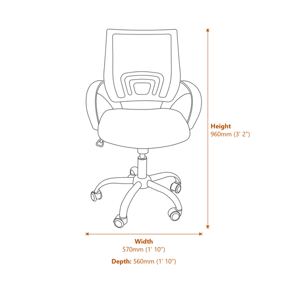 Tate Mesh Back Office Chair Black Dimensions Diagram
