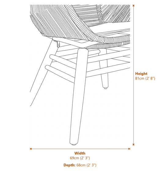 Sisal Grey Rope Armchair Dimensions Diagram