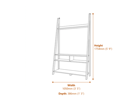 Tiva Ladder Ent Tv Unit Black 1 Pack Dimensions Diagram