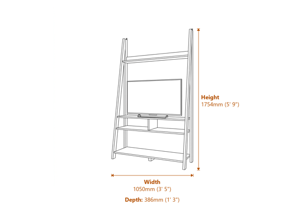 Tiva Ladder Ent Tv Unit Oak 1 Pack Dimensions Diagram