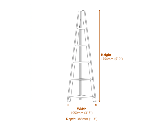 Tiva Ladder Ent Tv Unit White 1 Pack Dimensions Diagram
