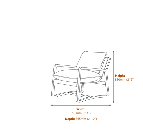 Barnwood Armchair Natural Dimensions Diagram