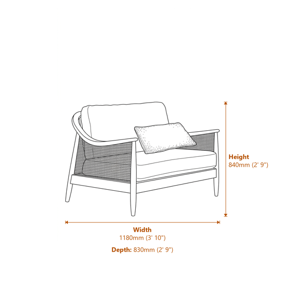 Templecombe Rattan 2 Seater Sofa Oatmeal Dimensions Diagram
