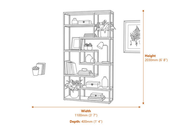 Multi Shelf Industrial Shelf Unit Dimensions Diagram