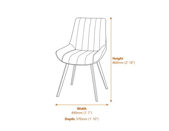 Malmo Coffee Dining Chair Dimensions Diagram