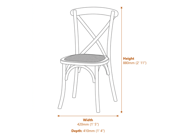 Cross Back Dining Chair Dimensions Diagram