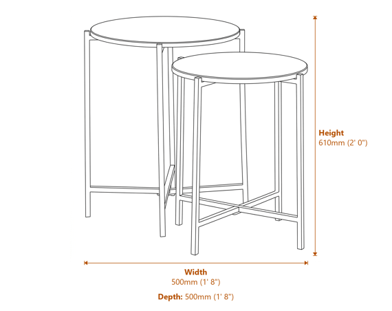 Set Of 2 Gold And Black Marble Tables Dimensions Diagram