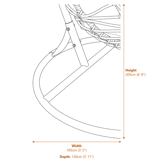 Goa Natural Rattan Effect Hanging Chair Dimensions Diagram