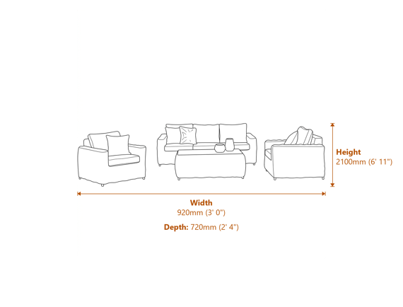 Amalfi Collection Outdoor Five Seater Set Dimensions Diagram