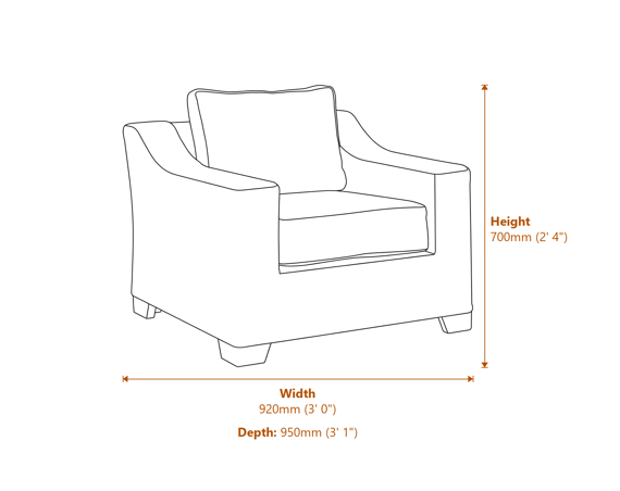 Capri Collection Outdoor Armchair Dimensions Diagram