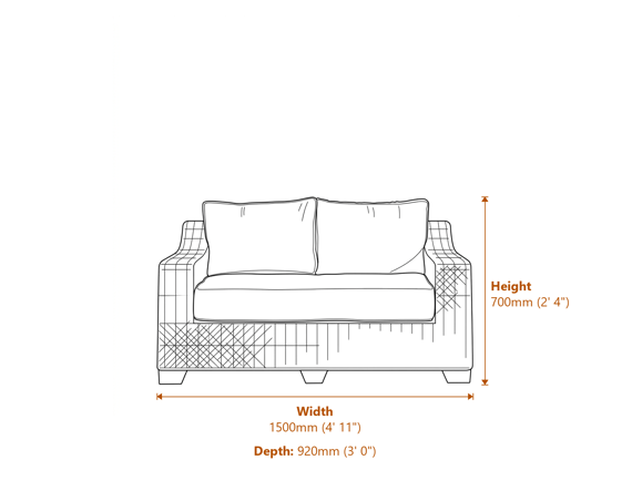 Capri Collection Outdoor Two Seater Sofa Dimensions Diagram