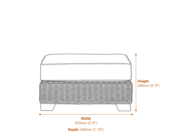 Capri Collection Outdoor Foot Stool Dimensions Diagram