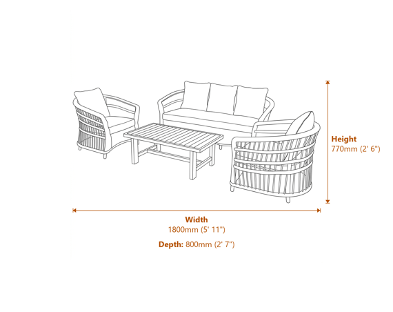 Palma Collection Outdoor Set Dimensions Diagram