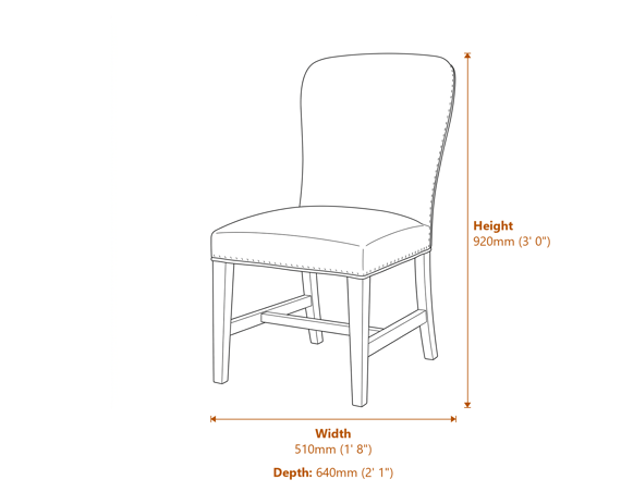 Cobham Grey Dining Chair Dimensions Diagram