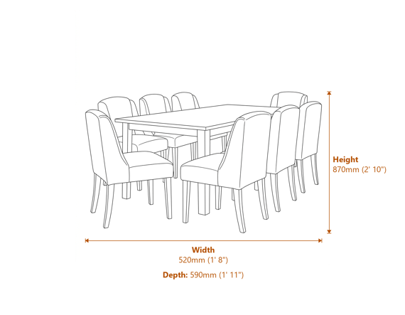 Compton Boucle Dining Chair Dimensions Diagram