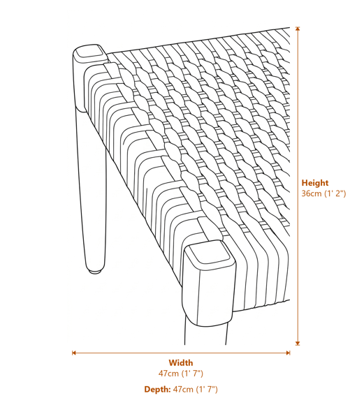 Opus Woven Rope Footstool Dimensions Diagram