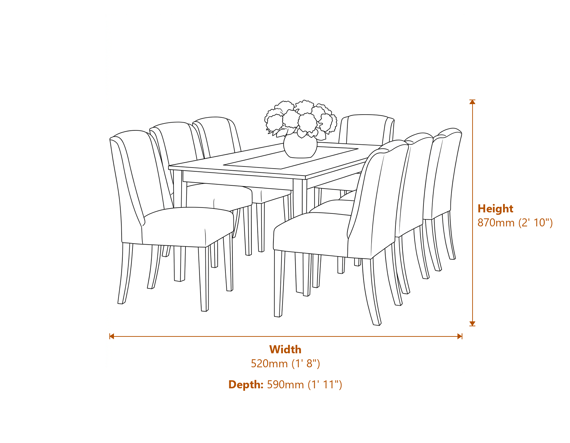 Compton Grey Dining Chair Dimensions Diagram