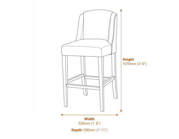 Compton Grey Bar Stool Dimensions Diagram