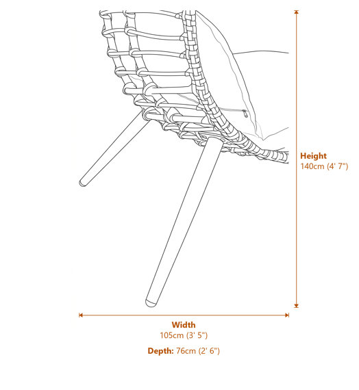 Goa Natural Rattan Effect Chair Dimensions Diagram