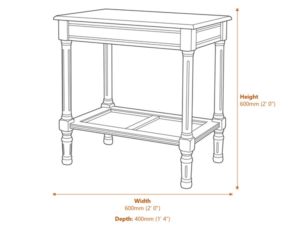 The Serene Rattan Collection Side Table Dimensions Diagram