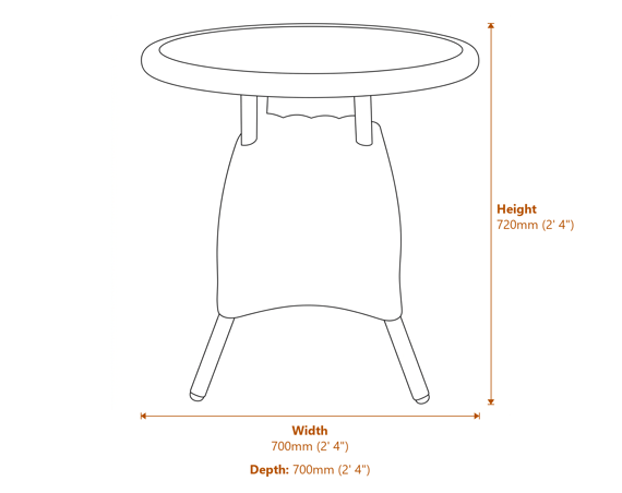 Amalfi Collection Outdoor Bistro Table With Wood Top Dimensions Diagram