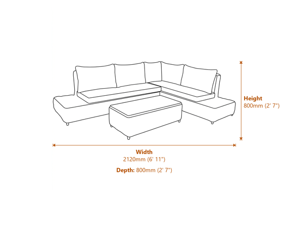 Amalfi Collection Outdoor Large Corner Set Dimensions Diagram