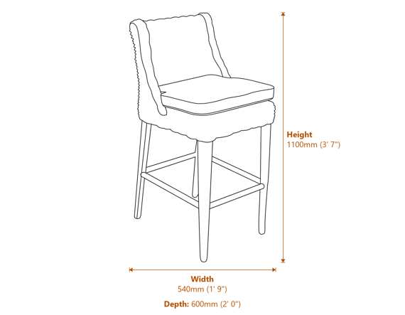 Amalfi Collection Outdoor Bar Stool Dimensions Diagram