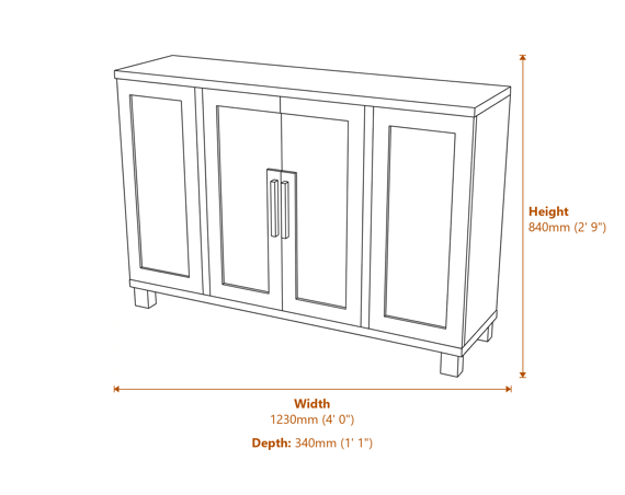 Lennox Black 2 Door Sideboard Dimensions Diagram