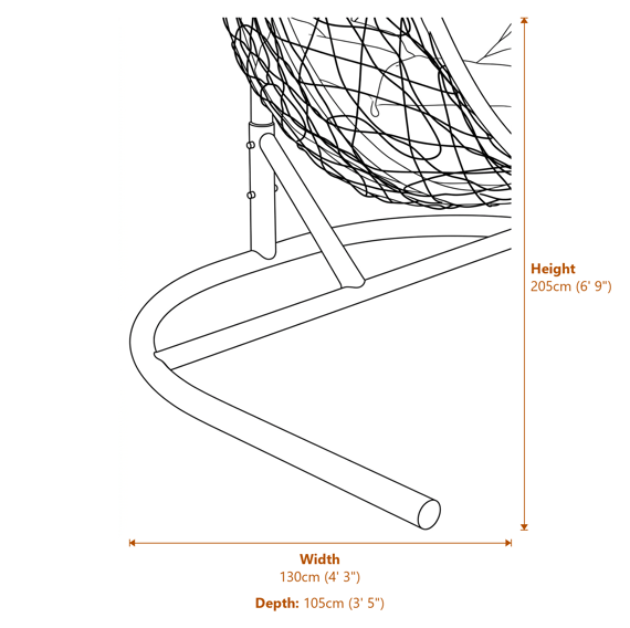 Goa Black Rattan Effect Double Hanging Chair Dimensions Diagram
