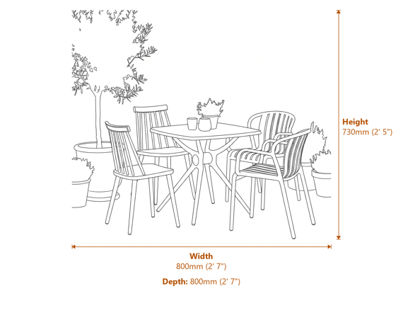 Alto French Grey Table Dimensions Diagram
