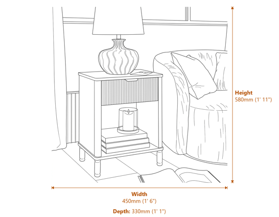 Reed Collection 1 Drawer Cabinet Dimensions Diagram