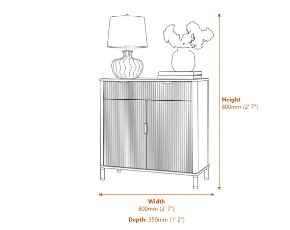 Reed Collection 1 Drawer 2 Door Cabinet Dimensions Diagram