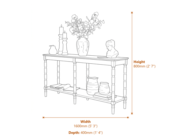 Contour Collection Large Console Dimensions Diagram