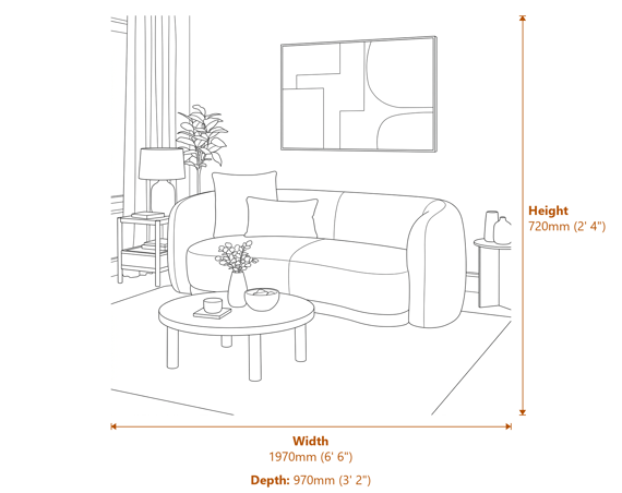 Sorelle Two Seater Sofa With Cushions Dimensions Diagram