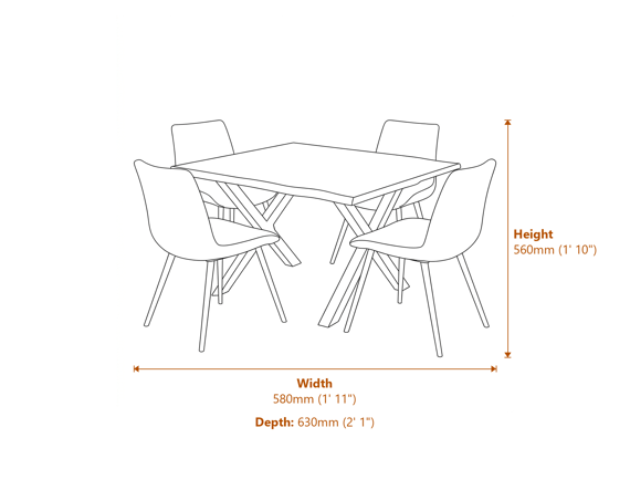 Malmo Tan Swivel Dining Chair Dimensions Diagram