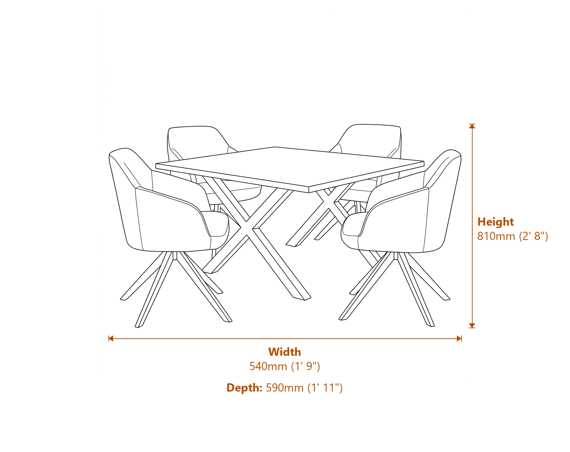 Uppsala Tan Chair Dimensions Diagram