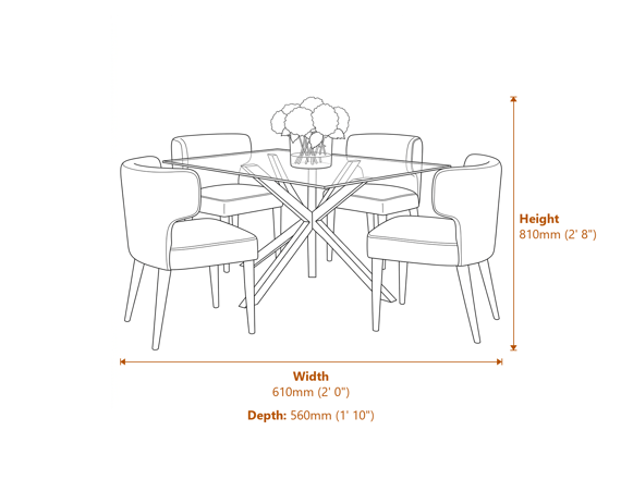 Avia Moss Dining Chair Dimensions Diagram