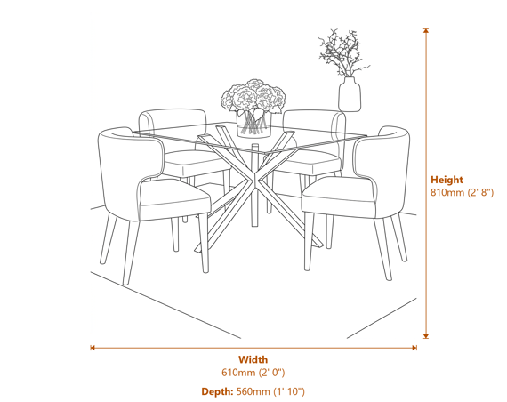 Avia Mist Dining Chair Dimensions Diagram