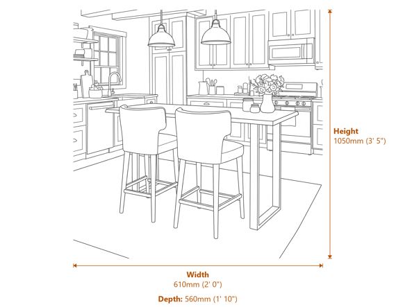 Avia Mist Barstool Dimensions Diagram