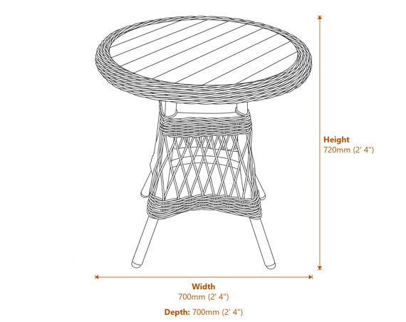 Provence Collection Outdoor Bistro Table Dimensions Diagram