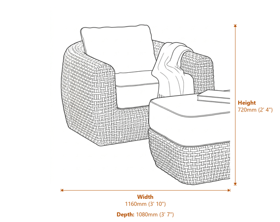 Bloom Collection Outdoor Large Lounge Chair Dimensions Diagram