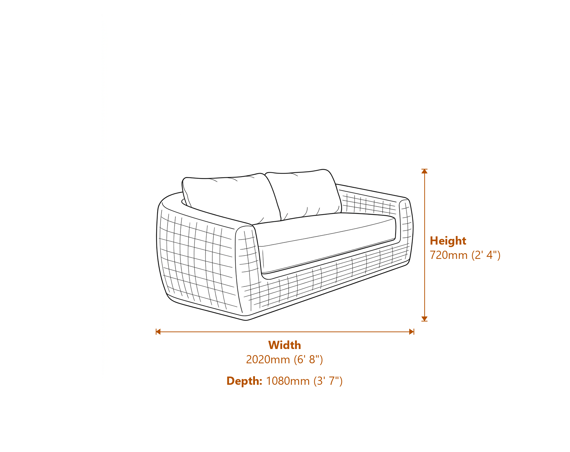 Bloom Collection Outdoor Sofa Dimensions Diagram