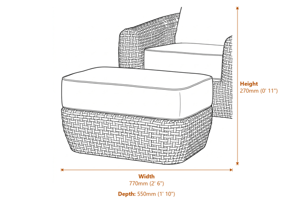 Bloom Collection Outdoor Footstool Dimensions Diagram
