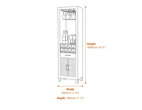 Lennox Black Drinks Unit Dimensions Diagram