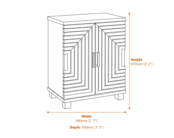 Lennox Black 2 Door Side Cupboard Dimensions Diagram