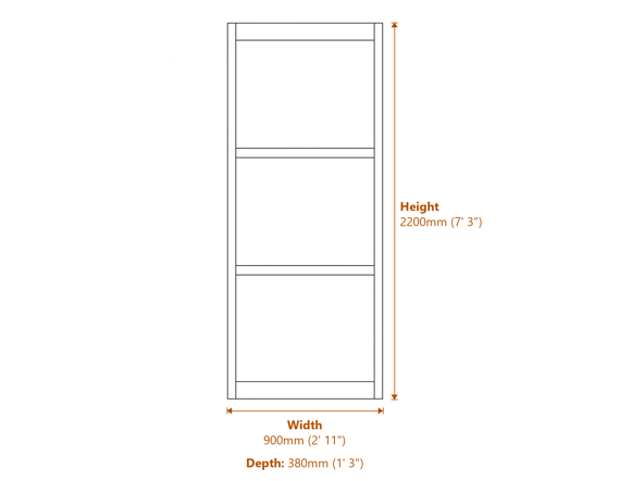 Shop Display Light Up Bookcase Dimensions Diagram