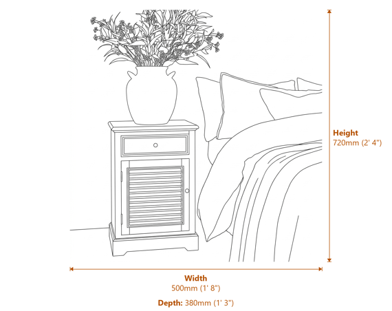 Delphine Collection 1 Drawer 1 Door Chest Left Hand Dimensions Diagram